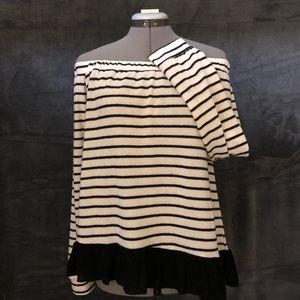 Sweater with silk ruffle bottom